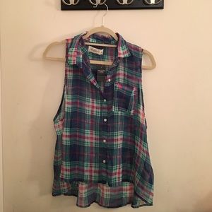 Sheer fall A&F plaid button down tank