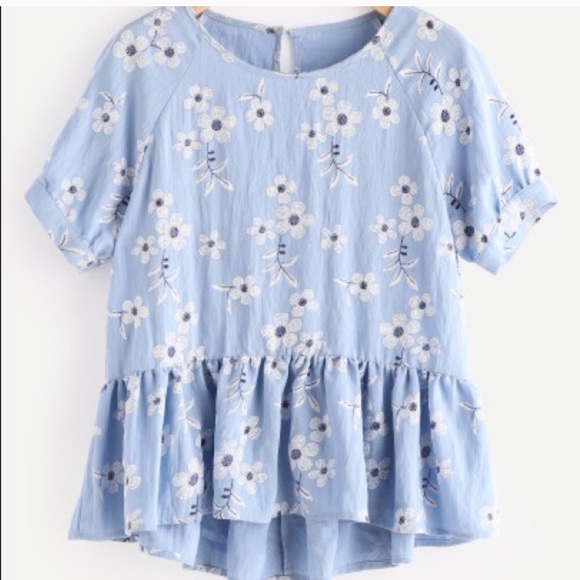 Tops - Blue Floral Blouse