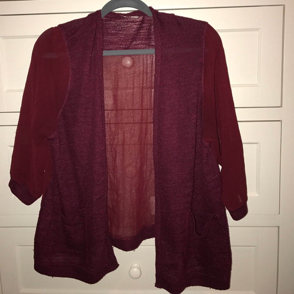 EUC Red Sheer Cardigan Urban Outfitters
