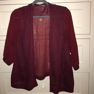 EUC Red Sheer Cardigan Urban Outfitters