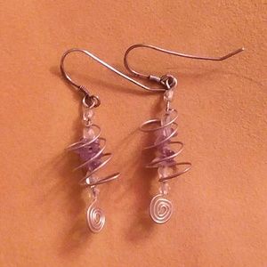 Wire wrapped amethyst stone earrings