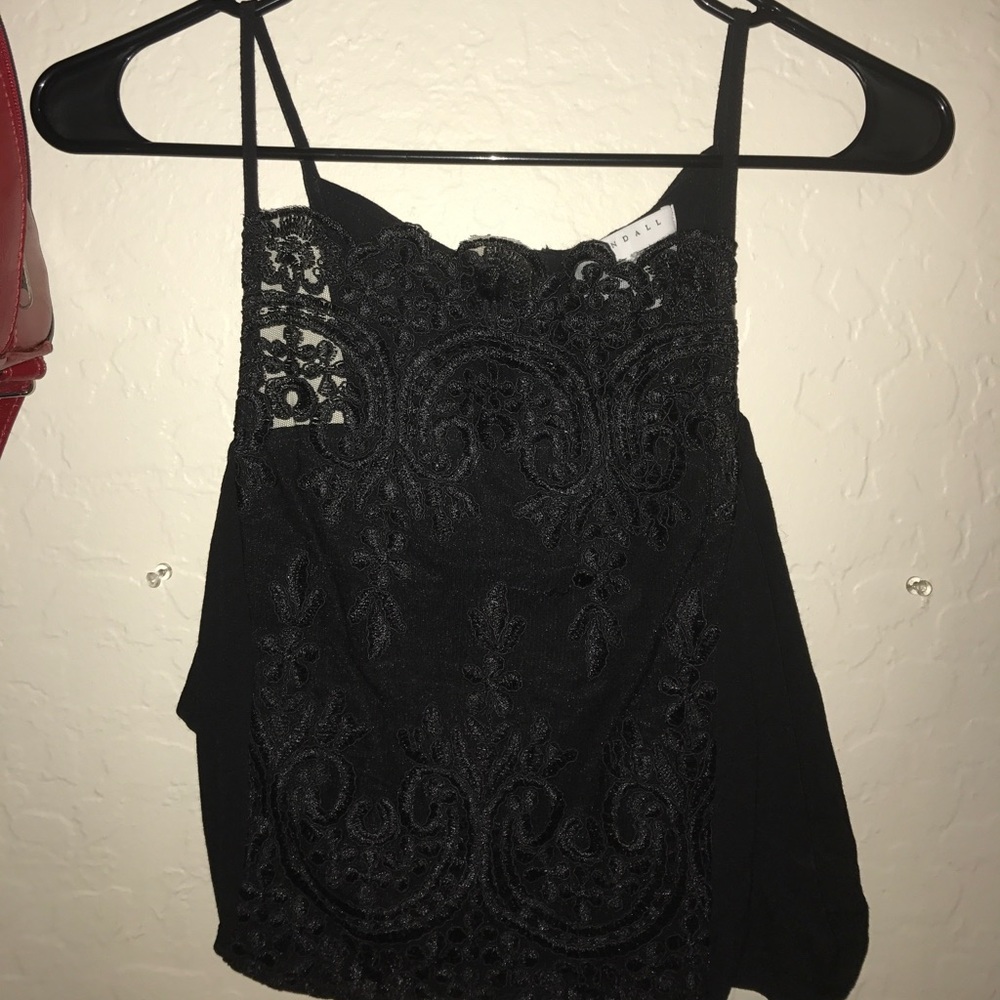 Kendall and Kylie black floral Tank Top
