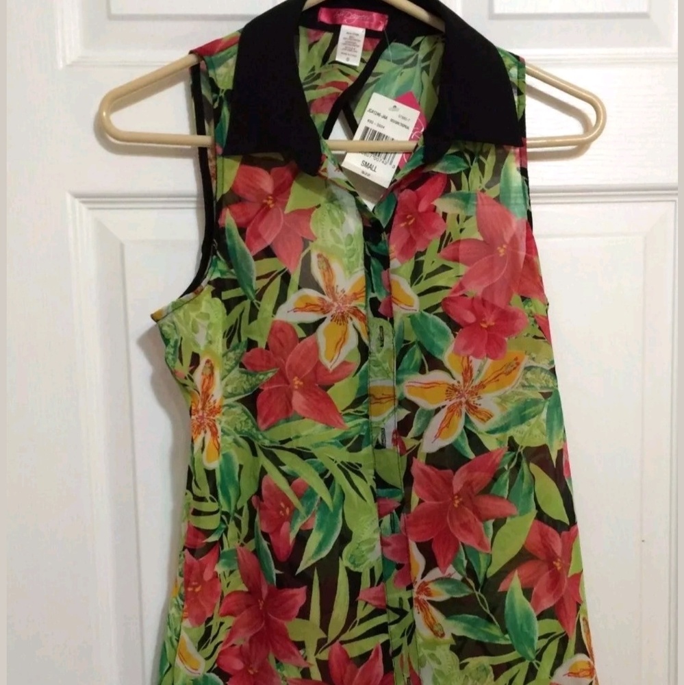 Collared tropical tank new with tags