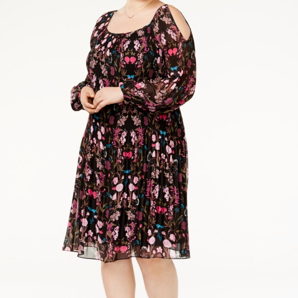 Floral cold shoulder dress