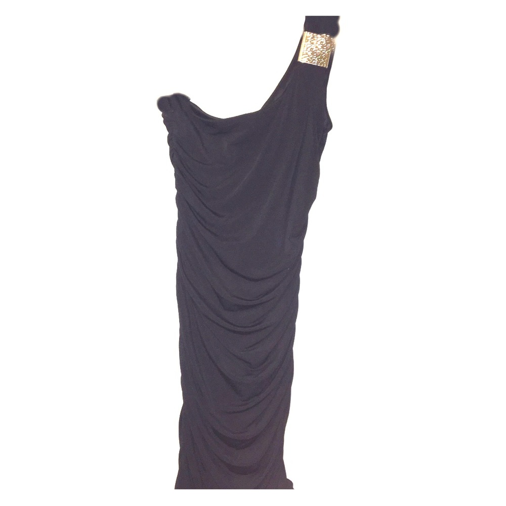 One shoulder little black cocktail dress