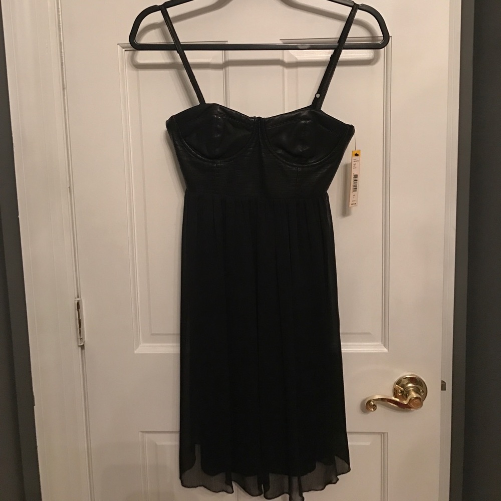 Alice + Olivia black leather bustier dress NWT