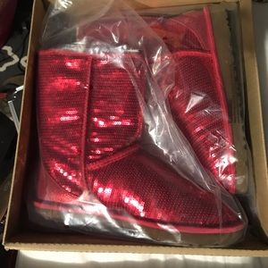 Brand new red sequin short boots