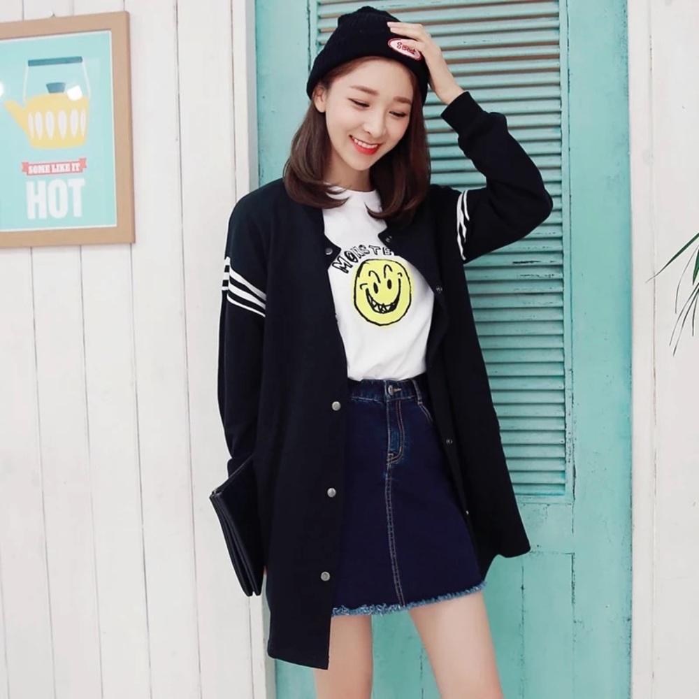 Black Longline Button Down Coat - image 1