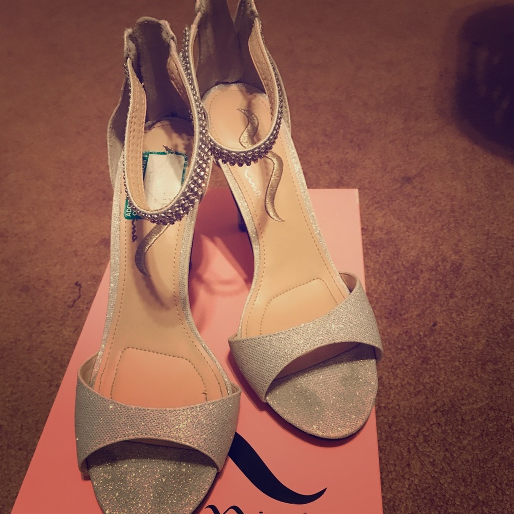 Silver strappy heels