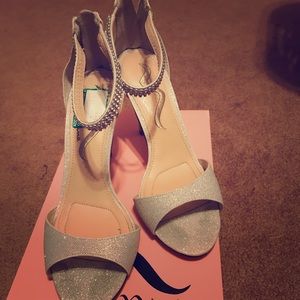 Silver strappy heels