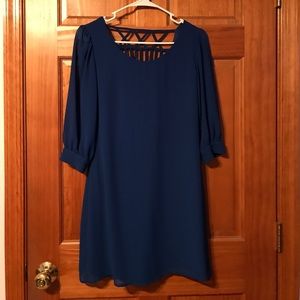 Royal Blue Caged Back 3/4 Sleeve Dress