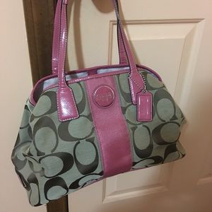 Pink Signature Stripe Coach Purse
