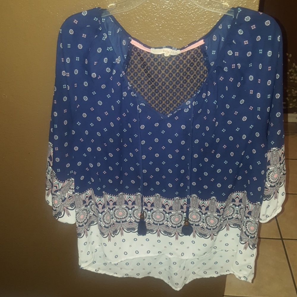 Navy blouse with front ties