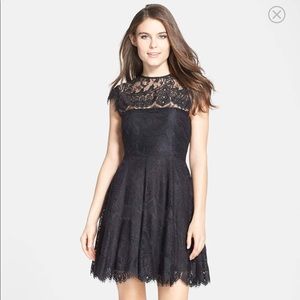 'Rhianna' Illusion Yoke Lace Fit & Flare Dress