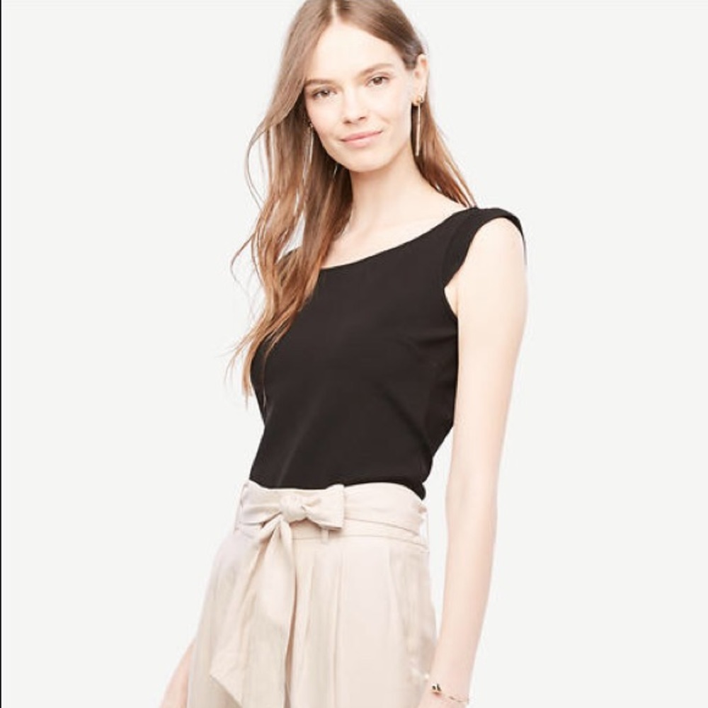 Ann Taylor Black Ruffle Tank Top