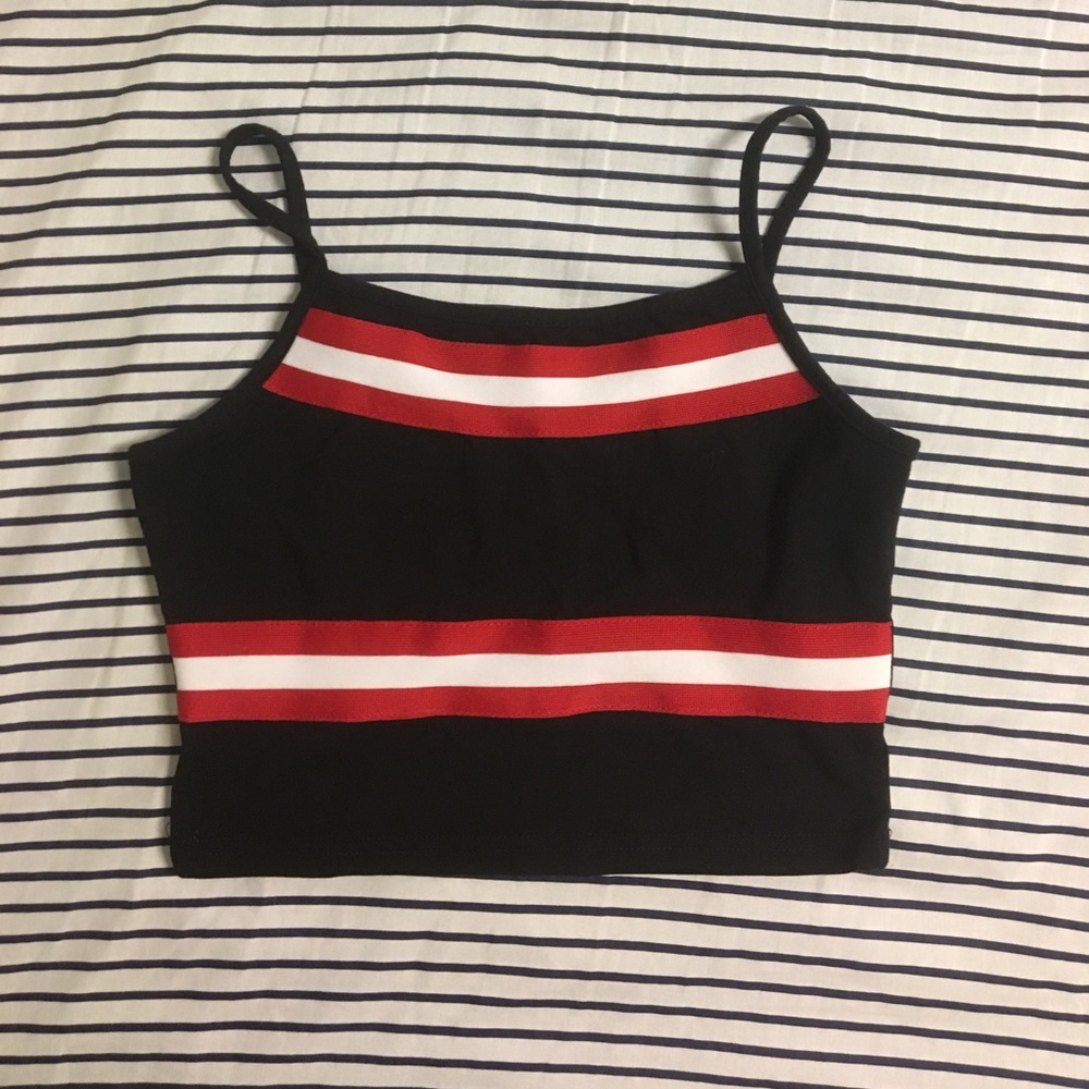 Red and white striped cropped cami