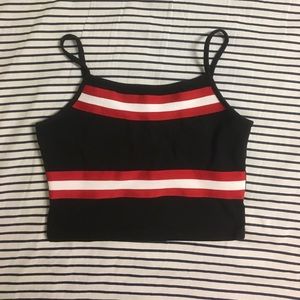 Red and white striped cropped cami