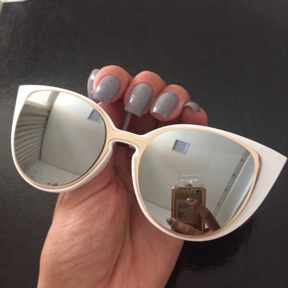 Women's White Mirrored Cat Eye Sunglasses