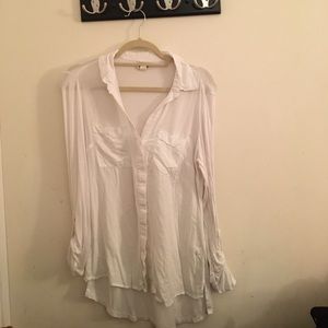 Converse long sleeve button down white tshirt