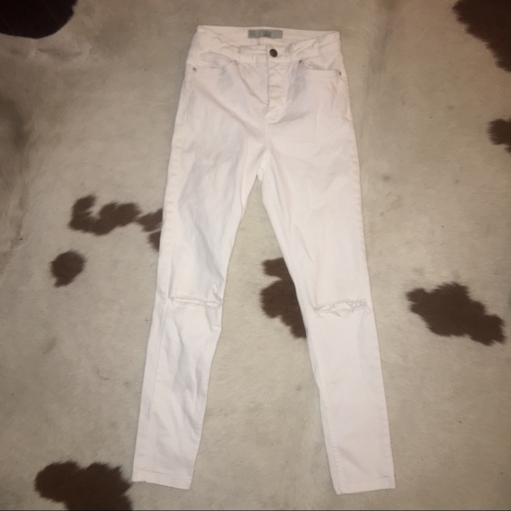 White Topshop Jamie Distressed Skinny Jeans