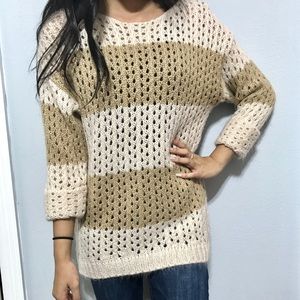 Striped tan knitted sweater