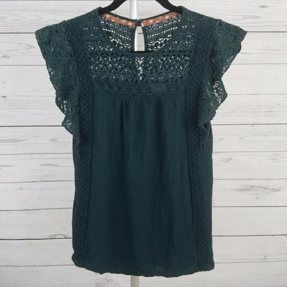 Women's Knox Rose Cap Sleeve Green Top Size XS