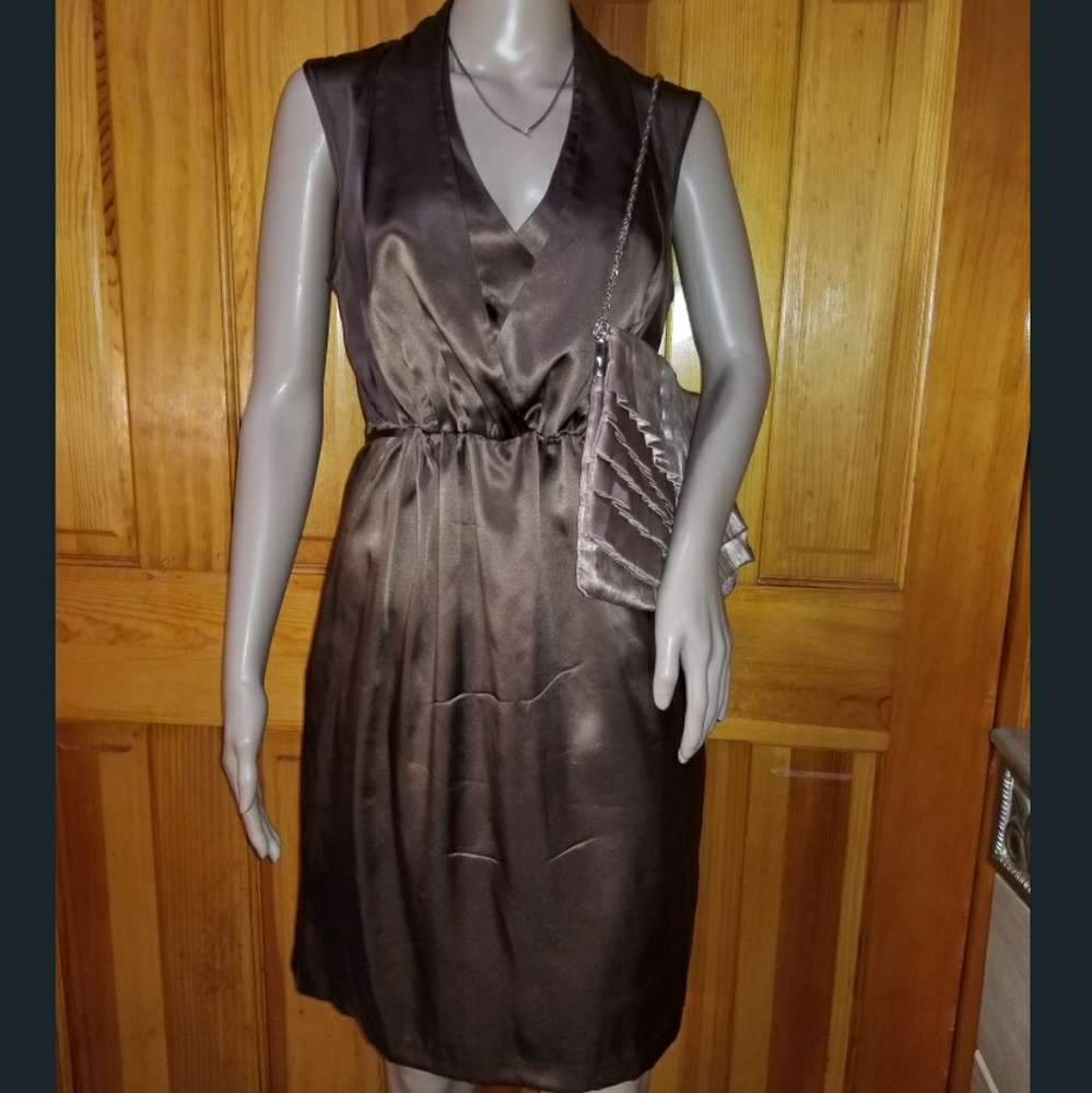 Kenneth Cole Popular Chocolate Silk Classy Dress