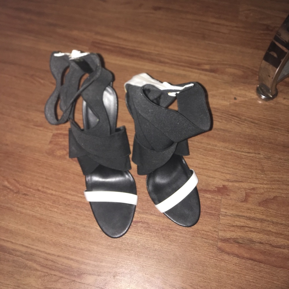 Black and white sandals
