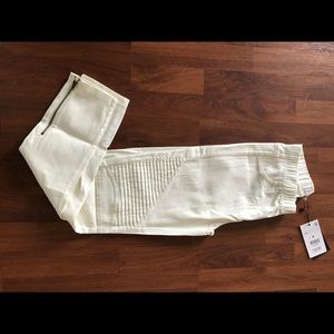 White Motto Jeggings with Ankle Zipper
