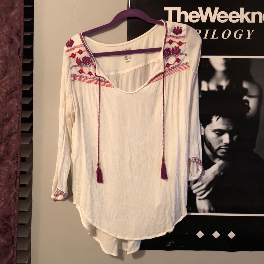 Embroidered white top