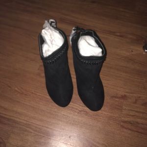 Black faux suede boots