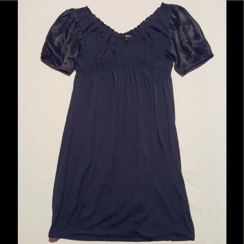 Navy Blue Dress W/ Puffed Sleeves & Empire Waist
