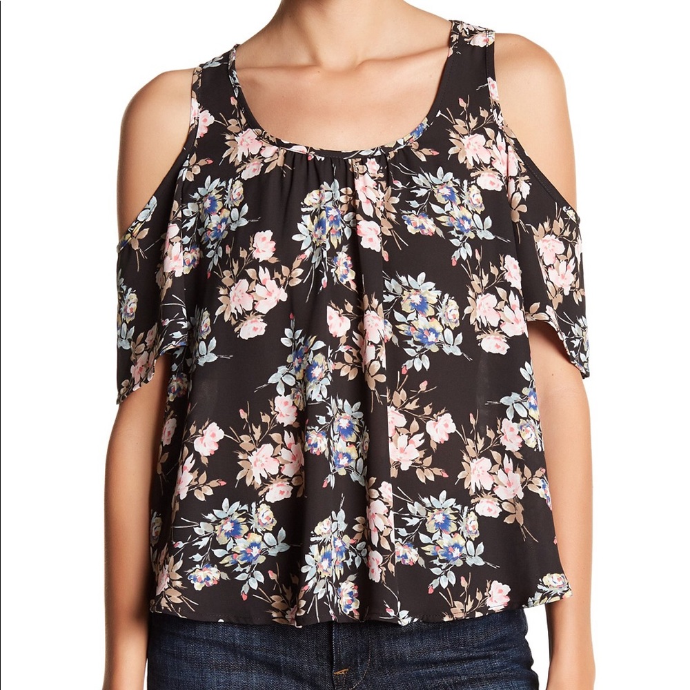 Lush Cold Shoulder Floral Top, Large