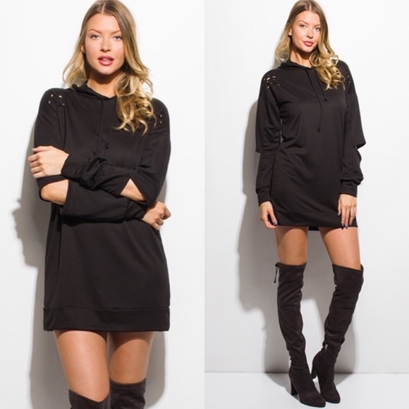 Dresses & Skirts - Black Distressed Mini Dress