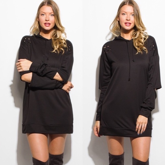 Black Distressed Mini Dress - Picture 2 of 4