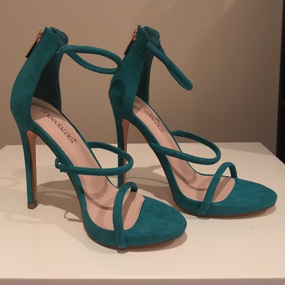 turquoise strappy heels