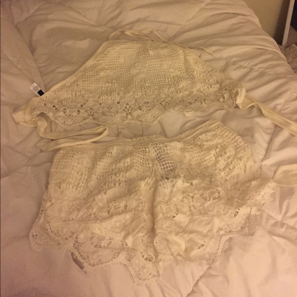Matching white halter set