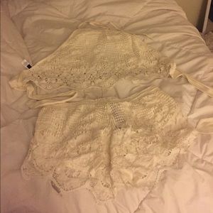 Matching white halter set