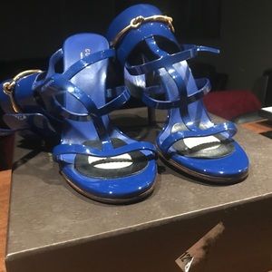 Gucci cobalt gladiator pumps
