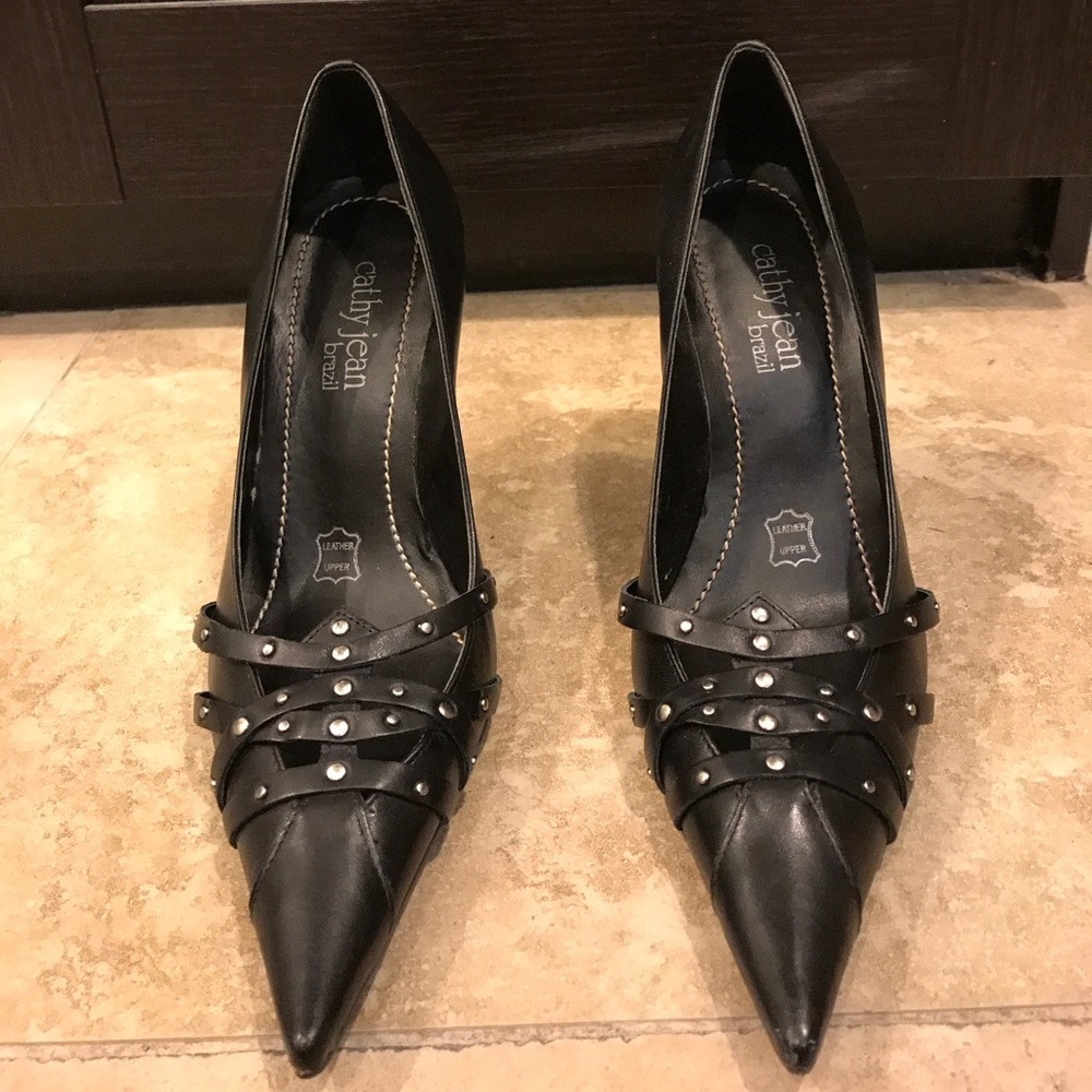 Cathy Jean Studded black heels