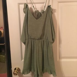 Green cold shoulder romper