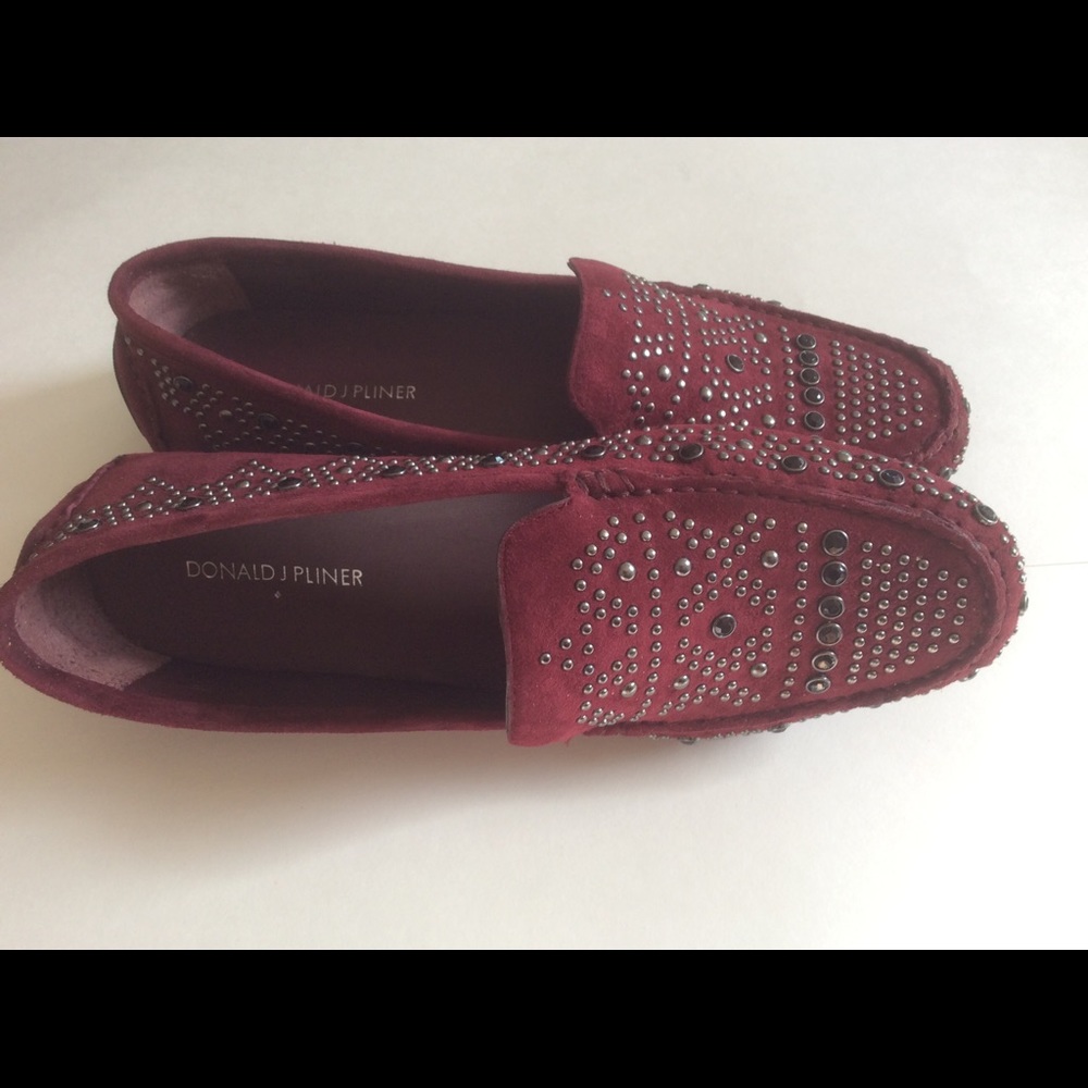 Donald J Pliner Embellished Suede, Slip-on Loafers