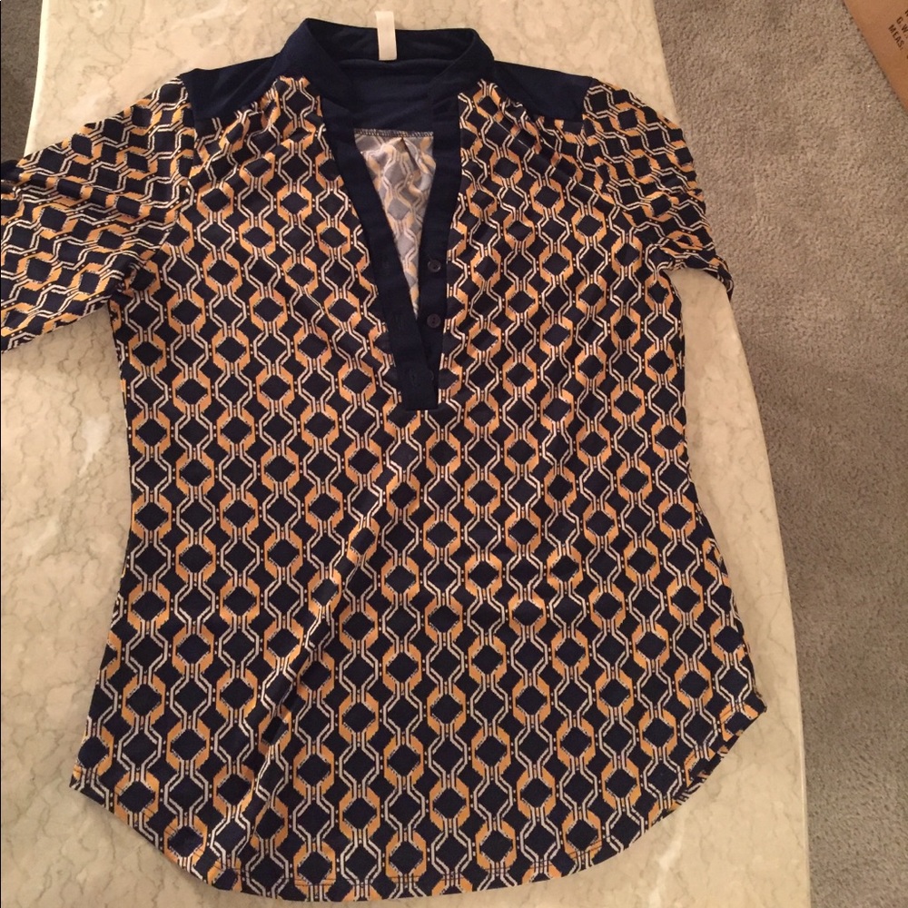 Navy and Yellow Blouse