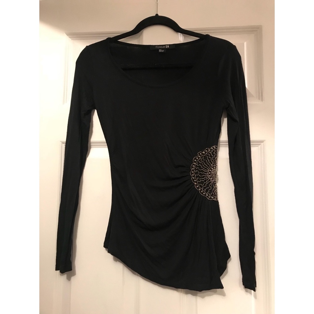 Black longsleeve shirt with detail on one side