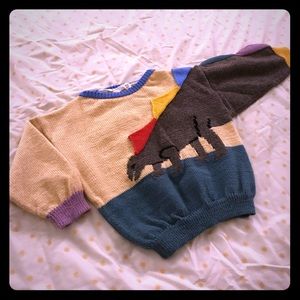 Boys Stegosaurus Color-Block Wool Sweater
