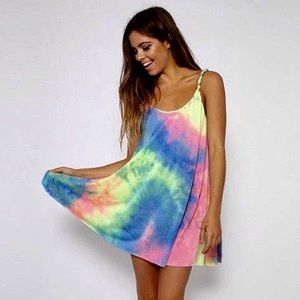 rainbow tie dye t shirt dress