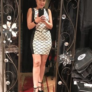 Black and white stretch dress