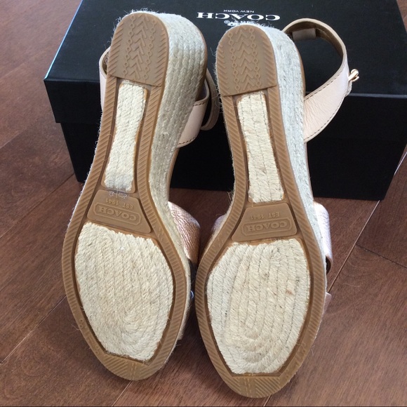 BNWOB Coach light gold Hanna Wedge Sandals - Picture 5 of 7