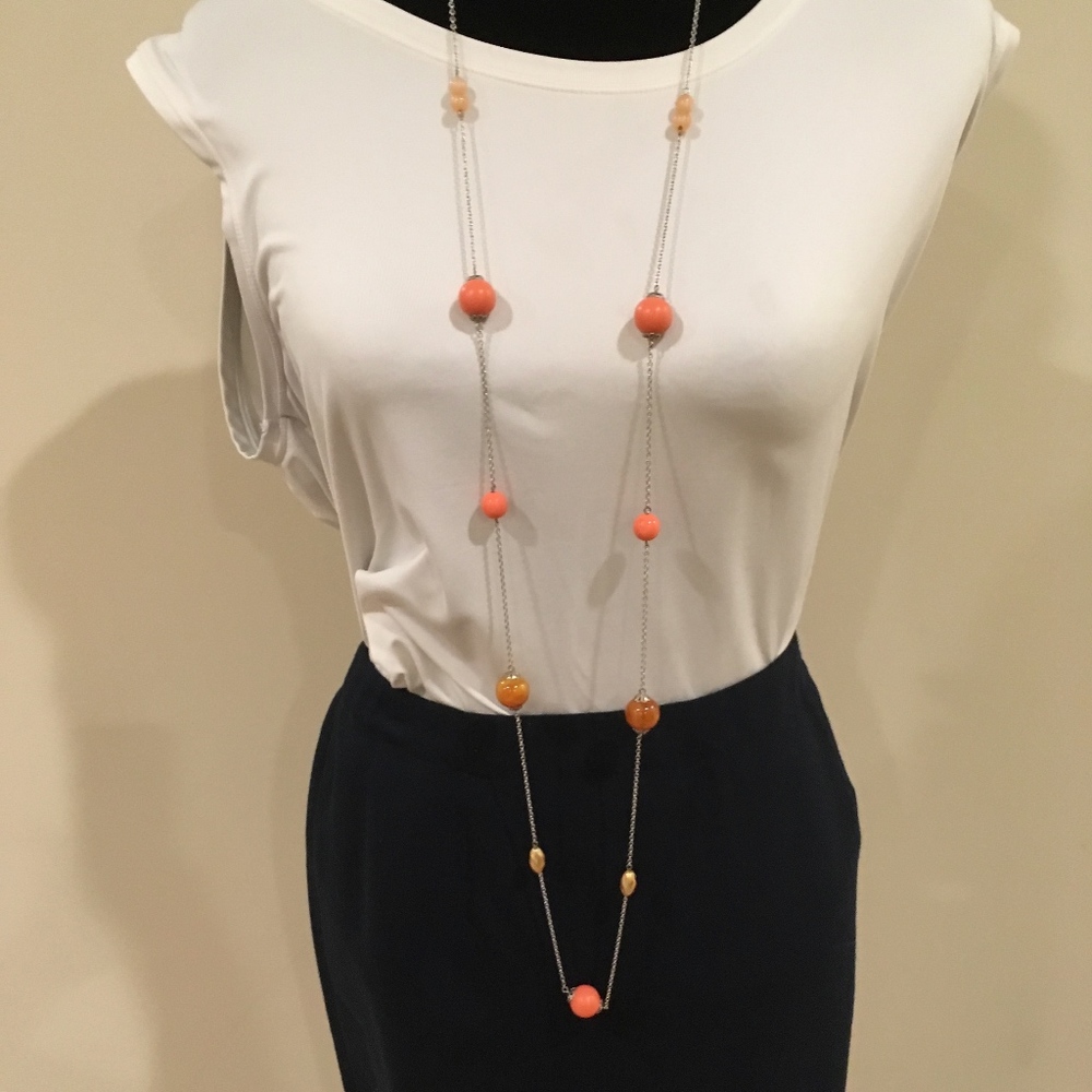 ADD_ ON Long chain w/orange, amber, gold beads