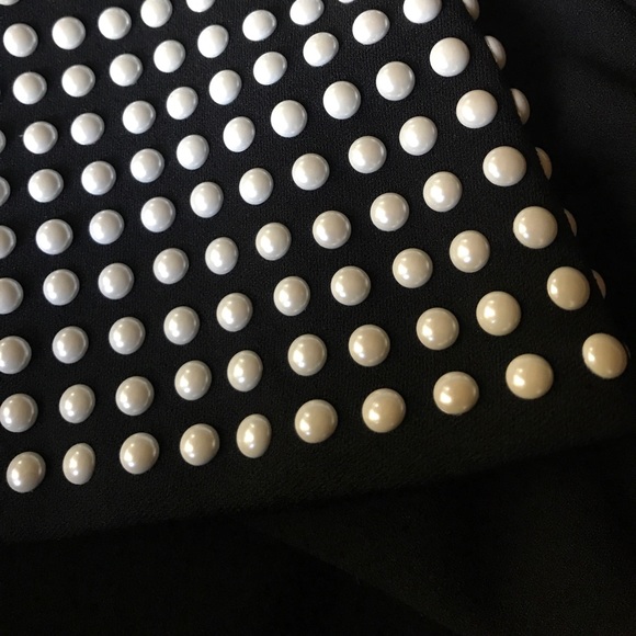 KARL LAGERFELD PARIS Pearl Trimmed Mockneck Dress - Picture 3 of 7